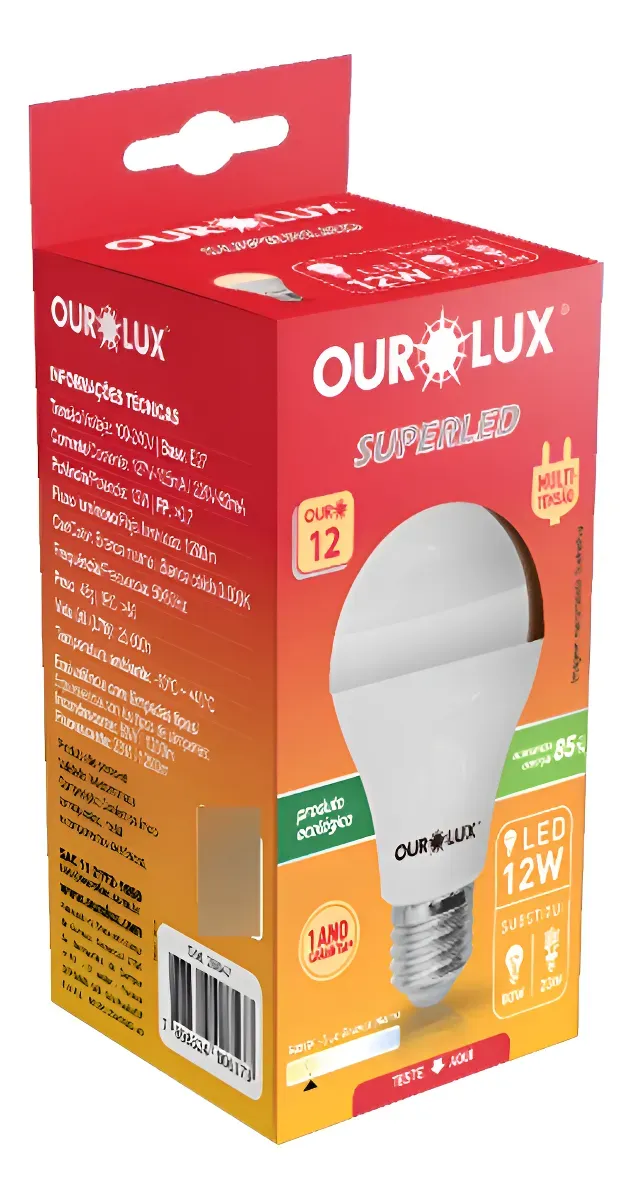 Kit 10 Lâmpadas Led Bulbo A60 12w 3000k Luz Amarela Ourolux Branco-quente