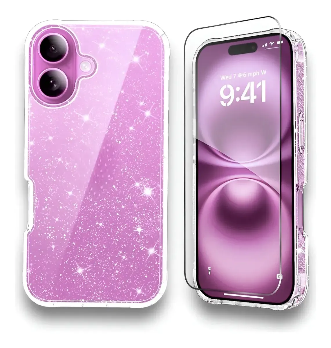Capinha Capa Brilho Glitter Para iPhone 16 16promax + Plc 3d